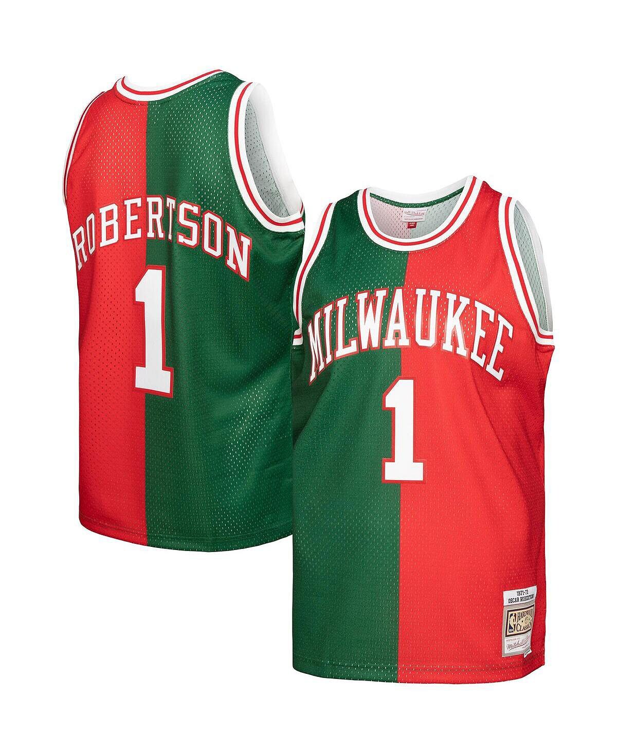 

Мужская футболка oscar robertson green, red milwaukee bucks hardwood classics 1971-72 split swingman jersey Mitchell & Ness, мульти