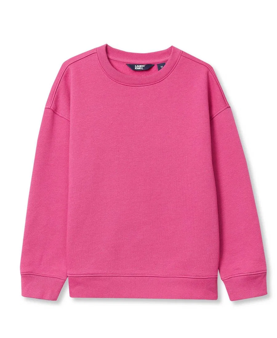 Детский свитшот свободного кроя с флисом Husky Relaxed Fit Fleece Crewneck Lands' End, Rose Violet