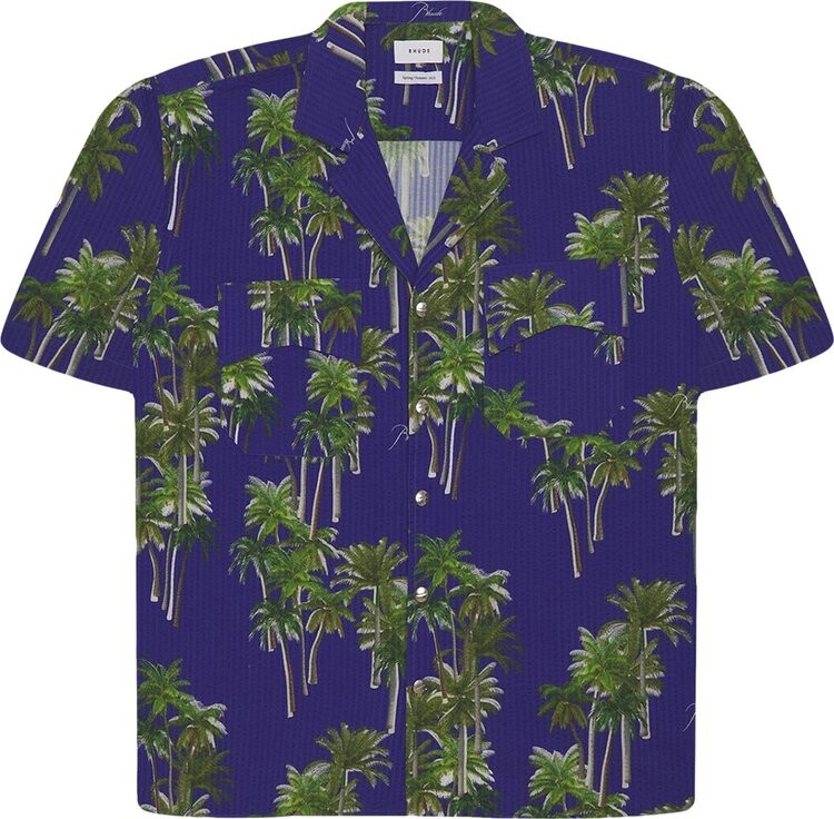 

Рубашка Rhude Searsucker Hawiian Shirt 'Blue/Green', синий
