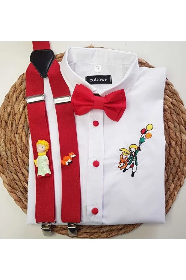 Детская рубашка для мальчиков с принтом Little prince concept sling bow tie Cool Partyshop, Red