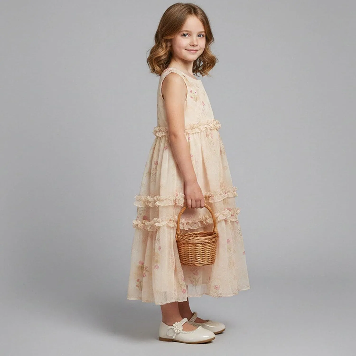 Детские туфли Мэри Джейн для девочек Little Flower VINIGIAGIA, Beige — фото 2