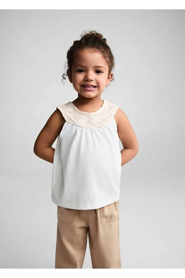 Детское платье-футболка без рукавов Mango Baby, Off White