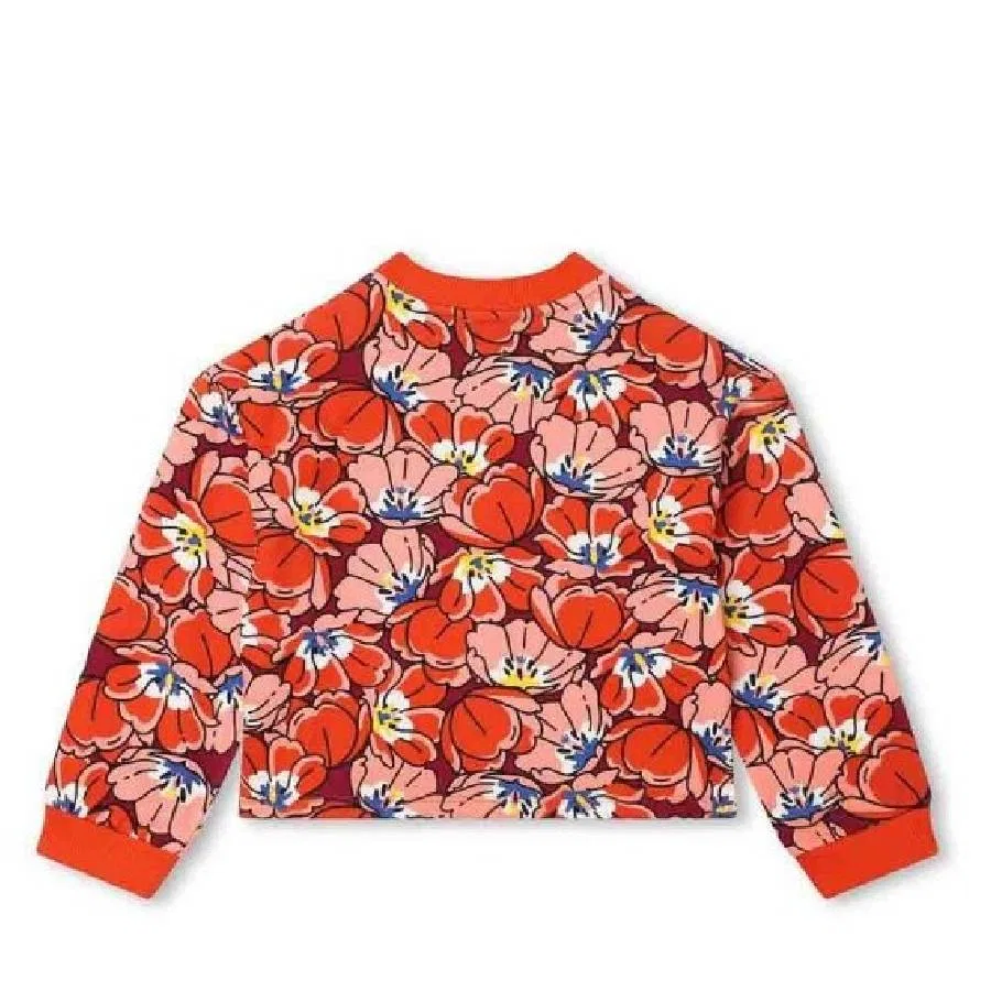 Детский свитшот с цветочным принтом Girls Floral Print Cotton Sweatshirt Kenzo, Red — фото 2