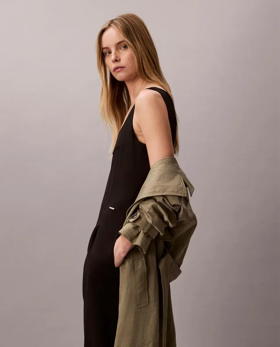 Женский комбинезон макси с круглым вырезом Calvin Klein, Negro — фото 2