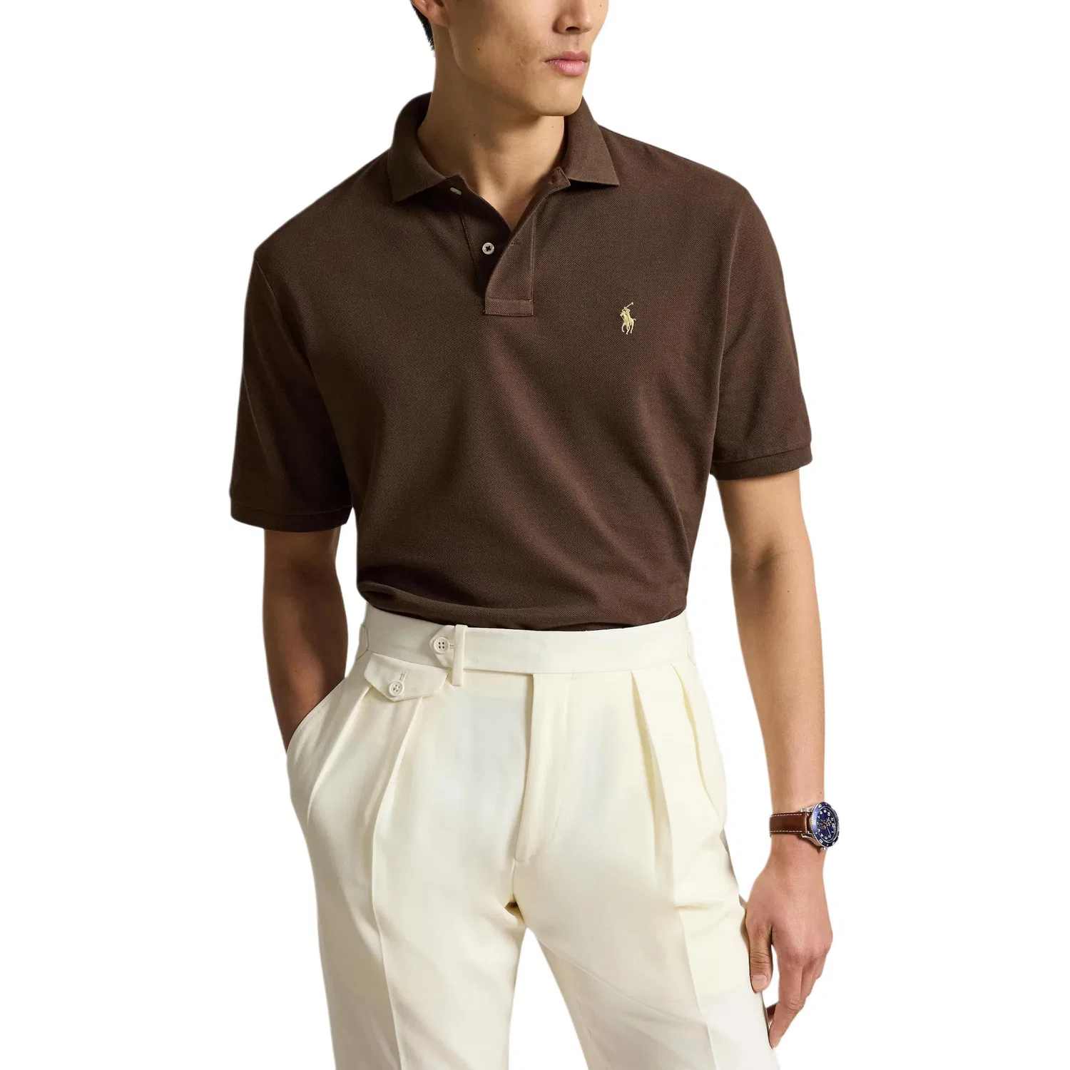 Мужская футболка-поло с воротником Brown Polo Ralph Lauren — фото 3