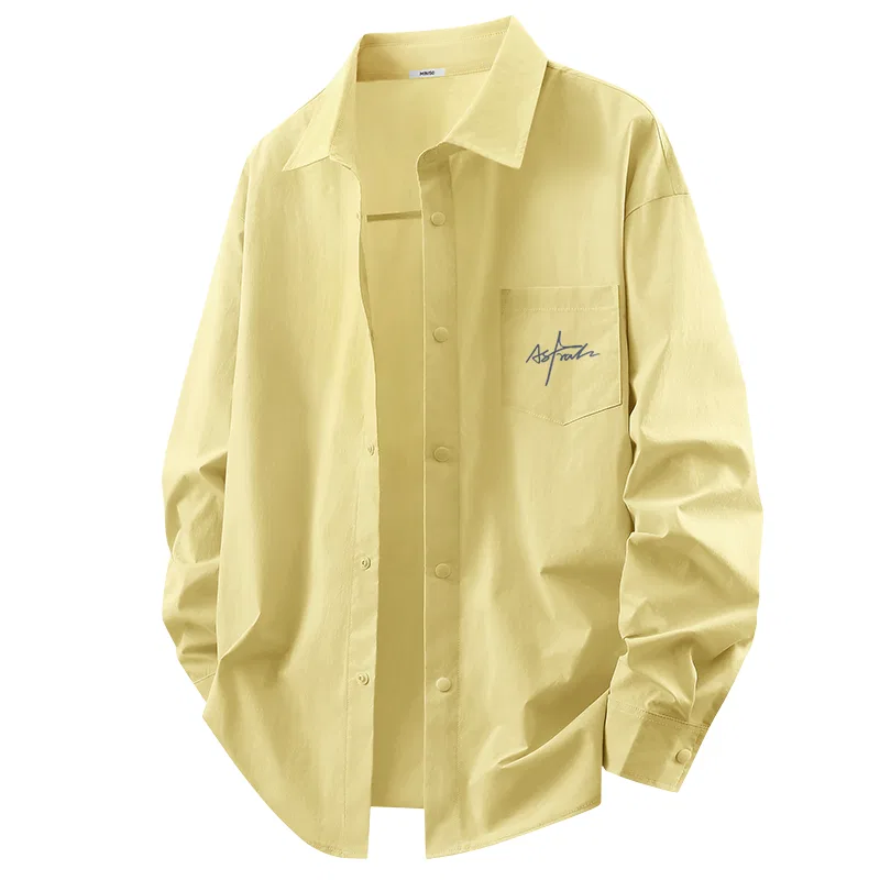 Детская рубашка с воротником Pen-End Light Shadow Chest Logo MINISO, Linen Yellow