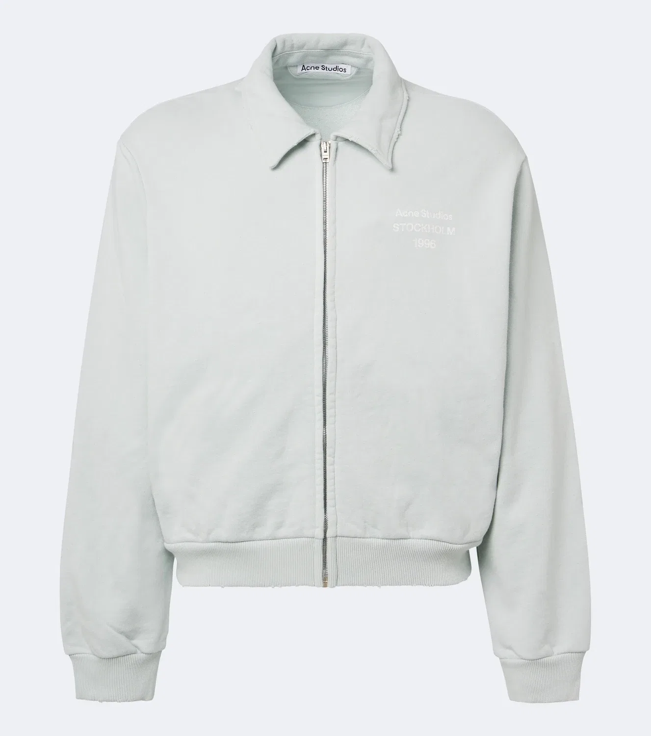 Худи на молнии с логотипом из смесового хлопка Acne Studios, зеленый