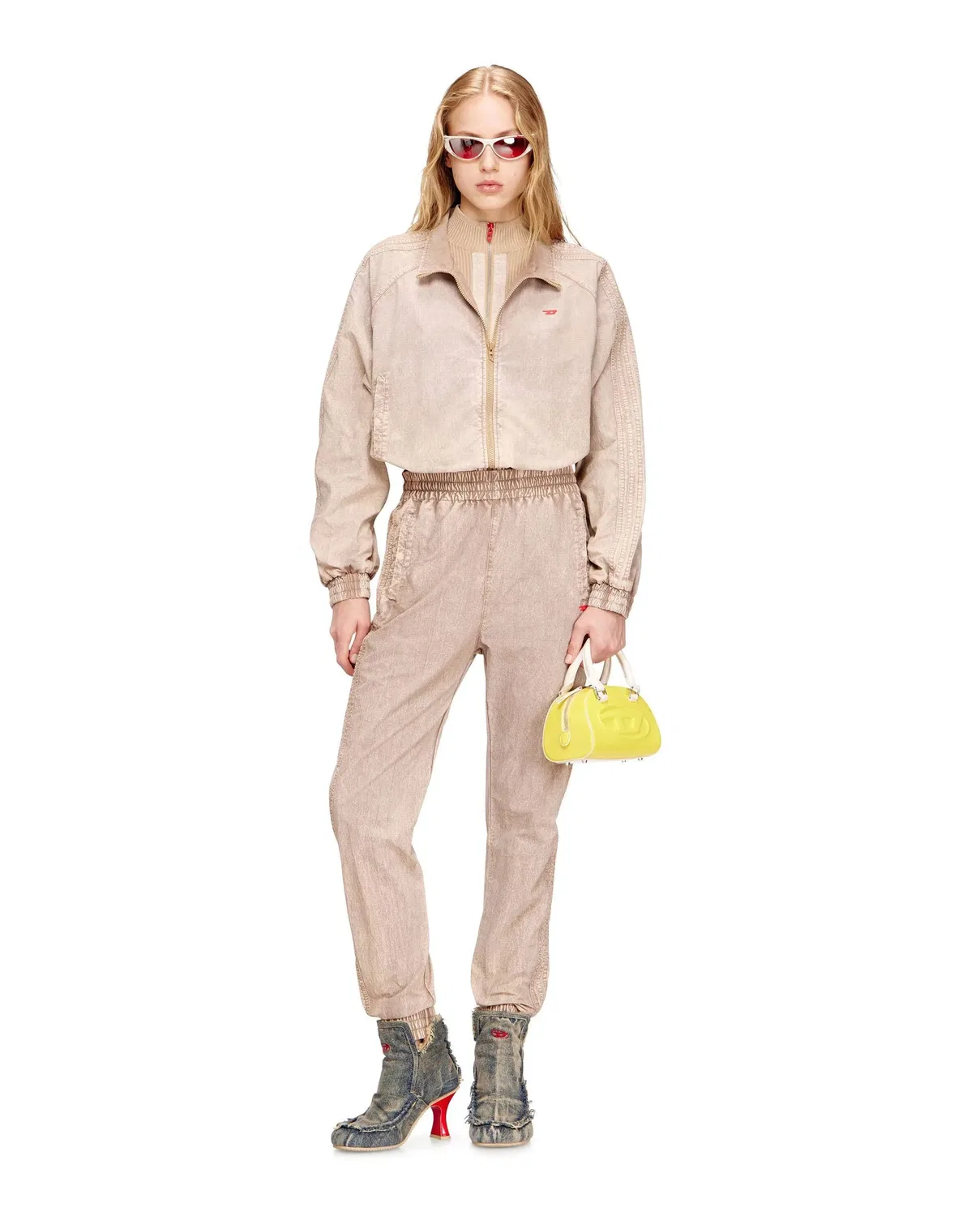 Женские спортивные брюки из нейлона с лампасами Diesel, Natural — фото 3