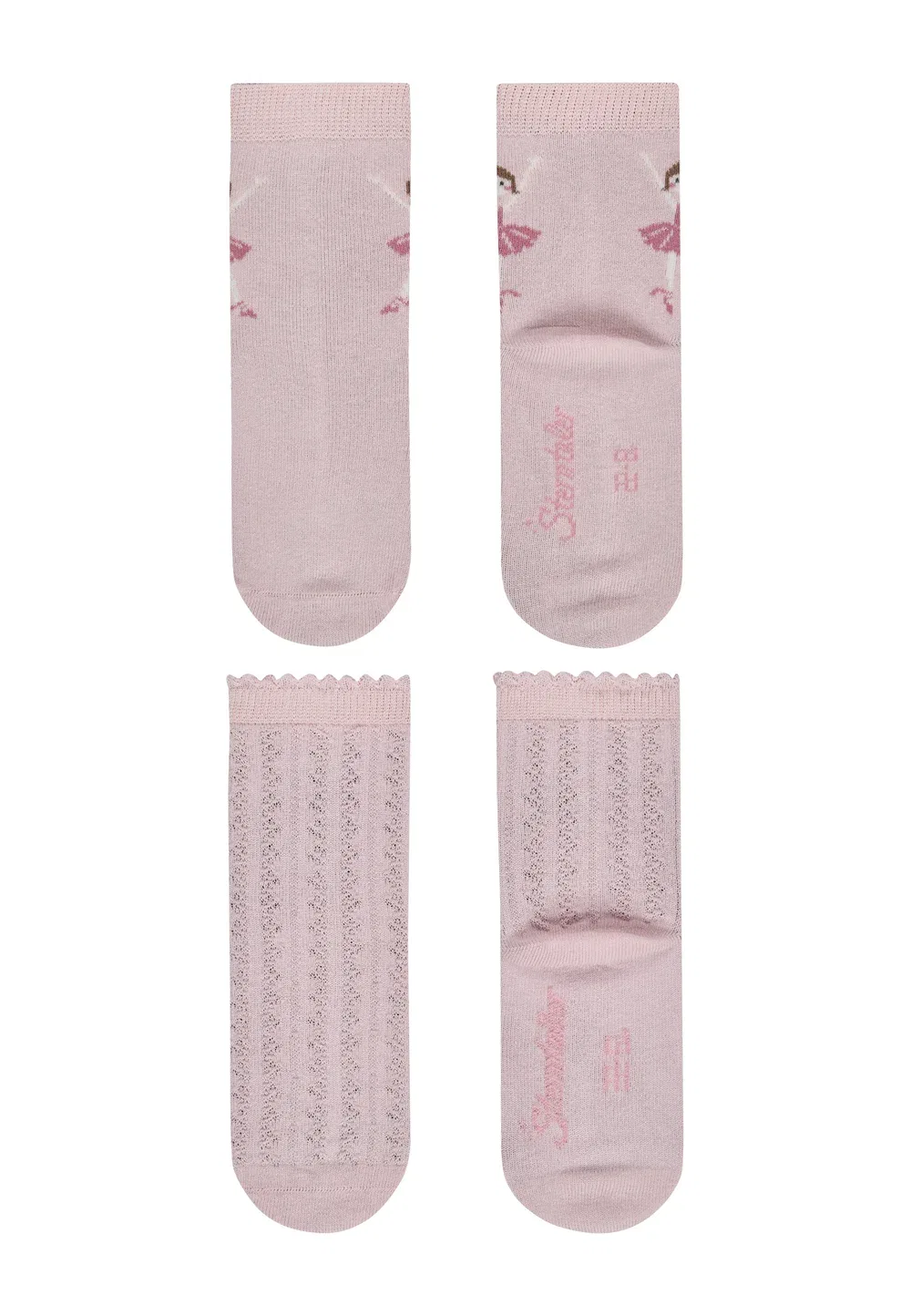 Socken 6er Pack Blume, uni, Ballerina, Struktur, Herzen und Ringel - носки Sterntaler, Ecru — фото 4