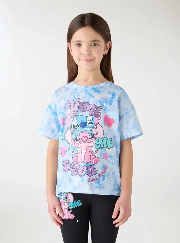 Футболка с принтом животных Con stitch e scritte luccicanti, Terranova, Var Celeste, небесеый — фото 2