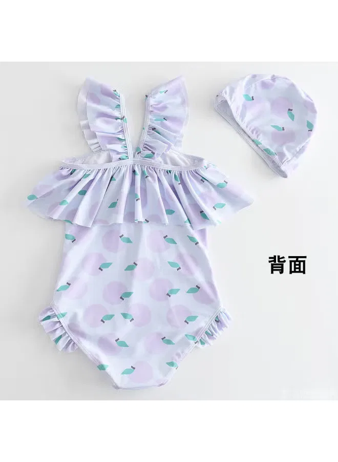 Купальник слитный с юбкой и воланами, модель Tank Top, Bumblebee, светло-фиолетовый — фото 3