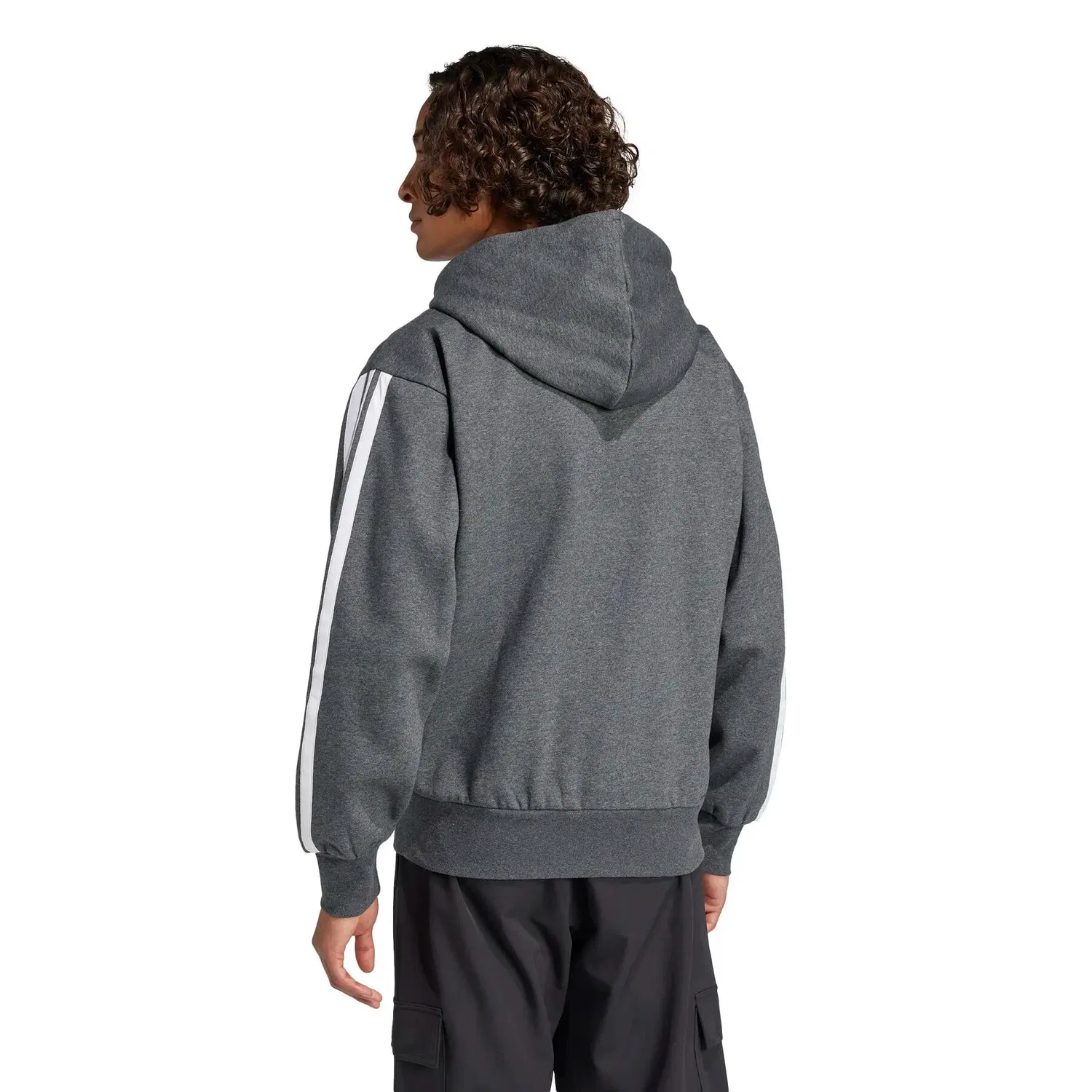 Мужское худи с флисом 3S Fleece FZ Hoodie Adidas, Grau Schwarz — фото 4