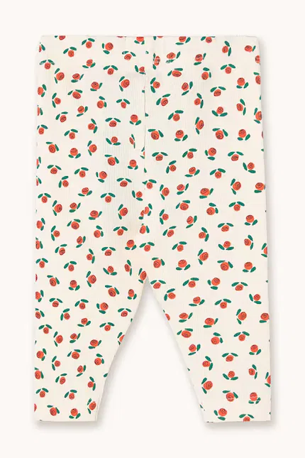 Леггинсы с узором Tiny Roses Rib Baby Pant Tinycottons, белый — фото 2