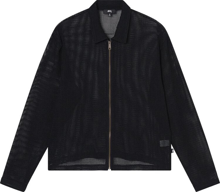

Рубашка Stussy Cotton Mesh Zip Long-Sleeve Shirt 'Black', черный