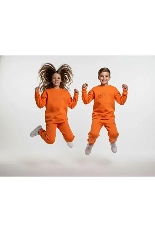Детский спортивный костюм для мальчиков с принтом Merve Nur Tekstil, Orange — фото 4