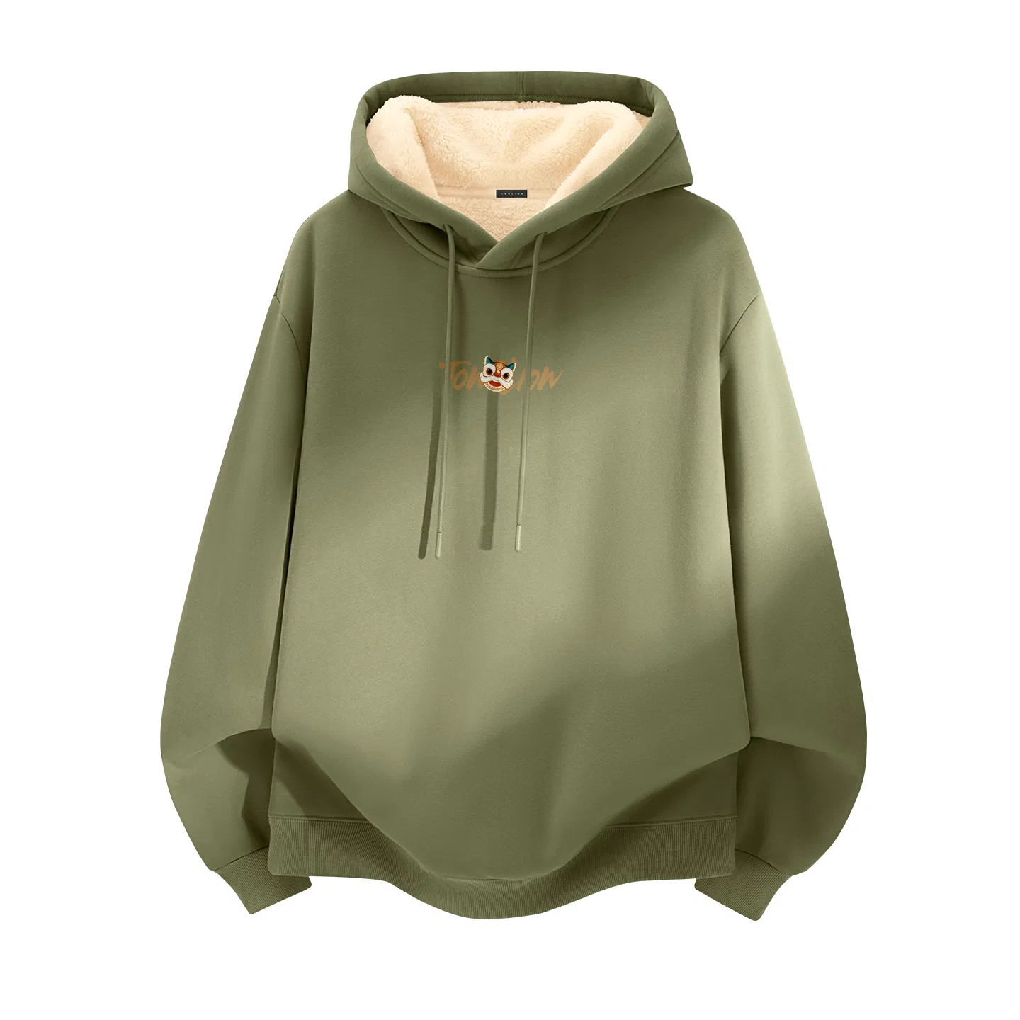 Детское худи на флисе с капюшоном Tonlion, Grey Bean Green