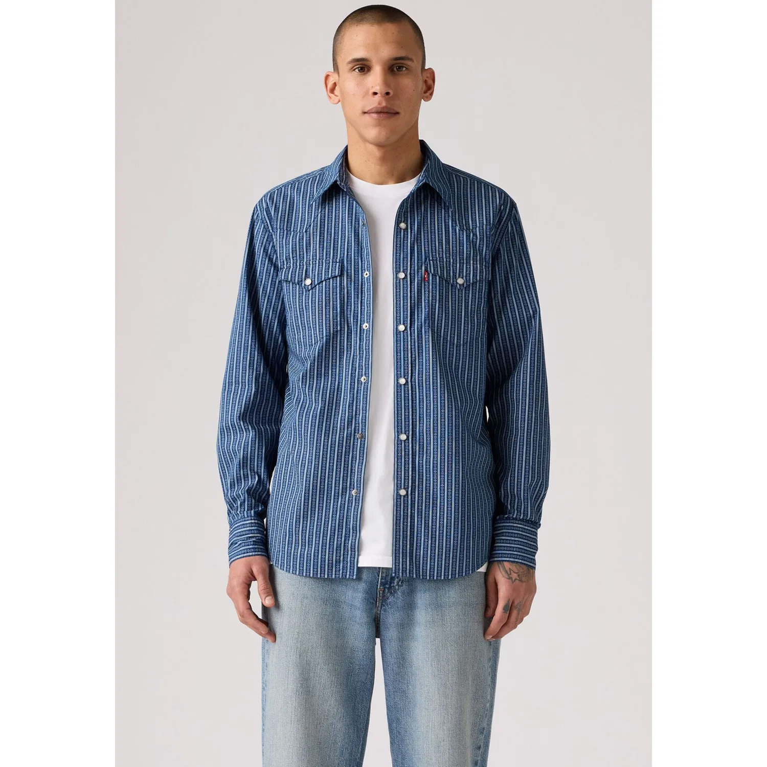 Мужская джинсовая рубашка с длинным рукавом Levi's, Bjorn Geo Stripe Est