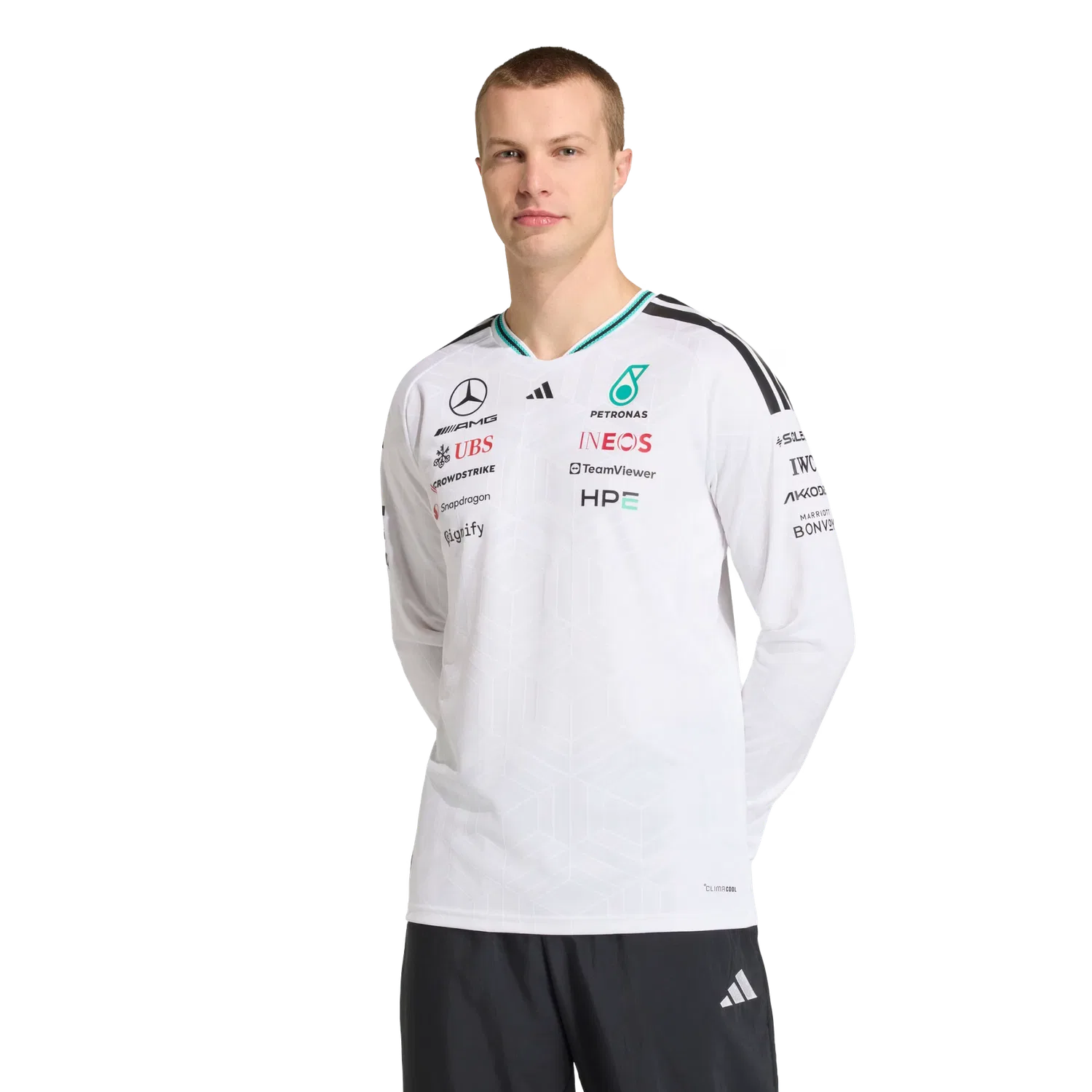 Мужская гоночная футболка с длинным рукавом Adidas, белый — фото 2