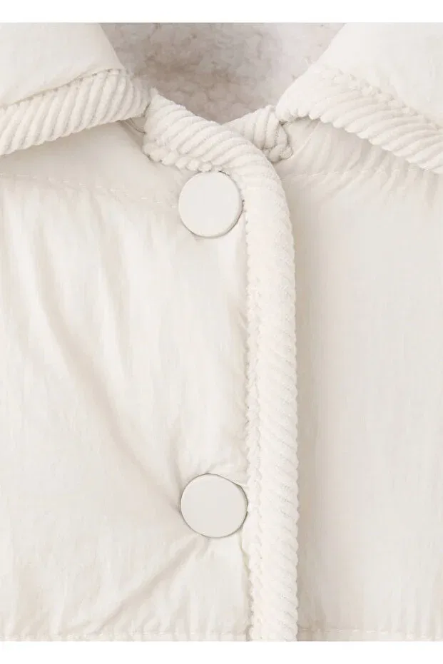 Детское пальто для девочек стеганое Mango Baby, Off White — фото 3