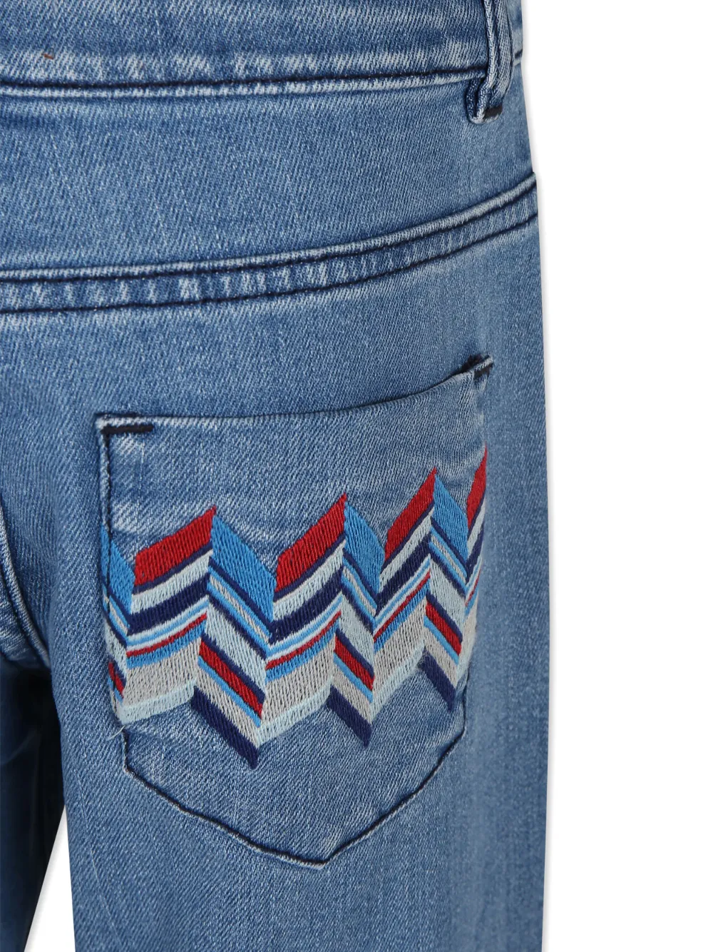Прямые джинсы с вышивкой Missoni Kids, синий — фото 3