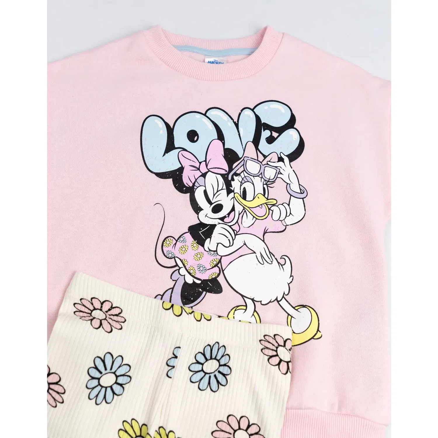 Детский костюм из толстовки и леггинсов с принтами Minnie Mouse и Daisy Duck, Disney, розовый — фото 4