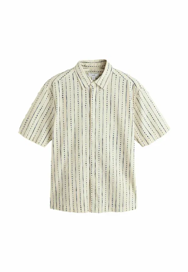 Футболка Regular fit stripe textured short sleeve shirt Next, экрю