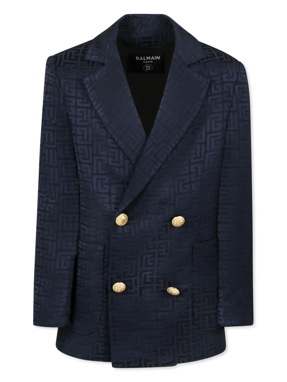 

Жаккардовый пиджак с монограммой PB Balmain Kids, синий