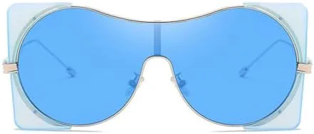 

Модные солнцезащитные очки для женщин 2026 года, солнцезащитные очки для мужчин большого размера, ретро-очки с защитой от УФ-излучения UV400 MTZJH, Clear Blue-blue