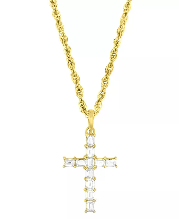 

Ожерелье с подвеской в виде креста-багета из кубического циркония, 18 дюймов, из 10-каратного золота Macy'S, gold