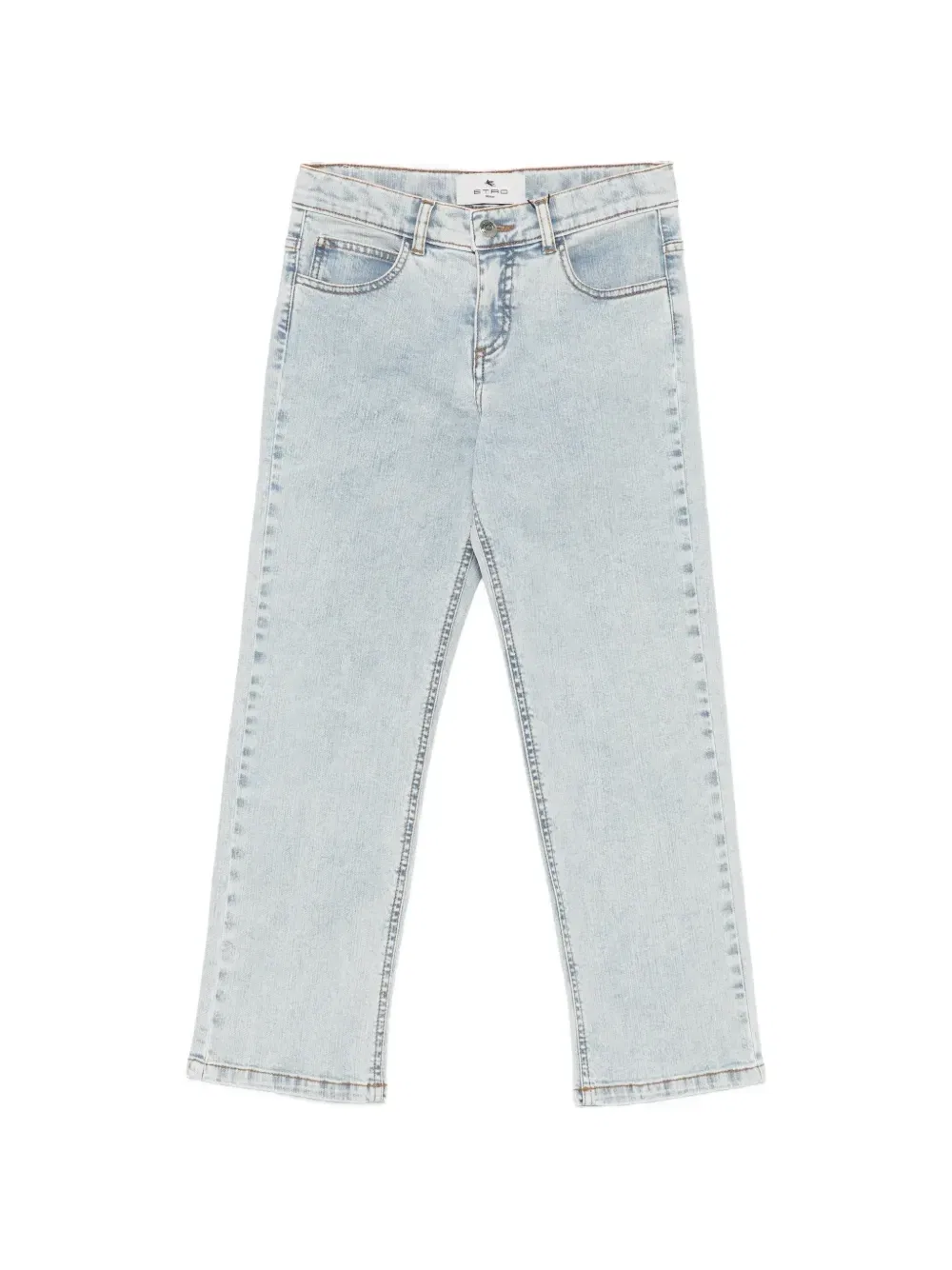 Джинсы с эффектом кислотной стирки и вышитым логотипом Etro Kids, синий