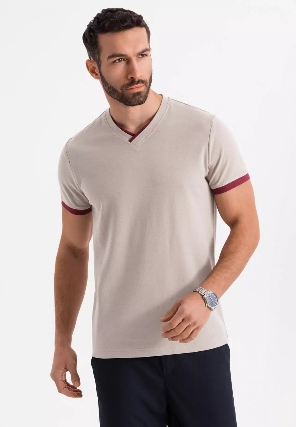 

Базовая футболка V-NECK Ombre, бежевый