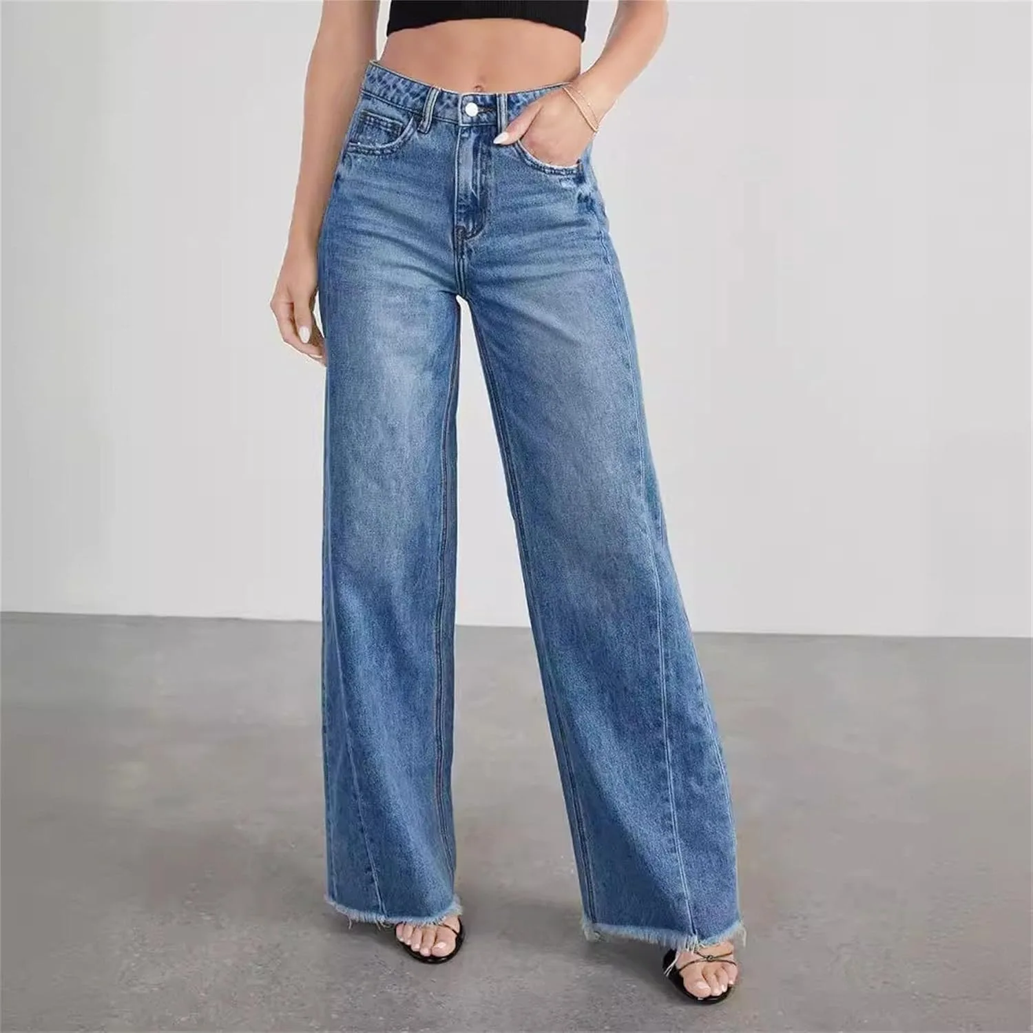 Женские джинсы wide leg high waisted stretchy — фото 2
