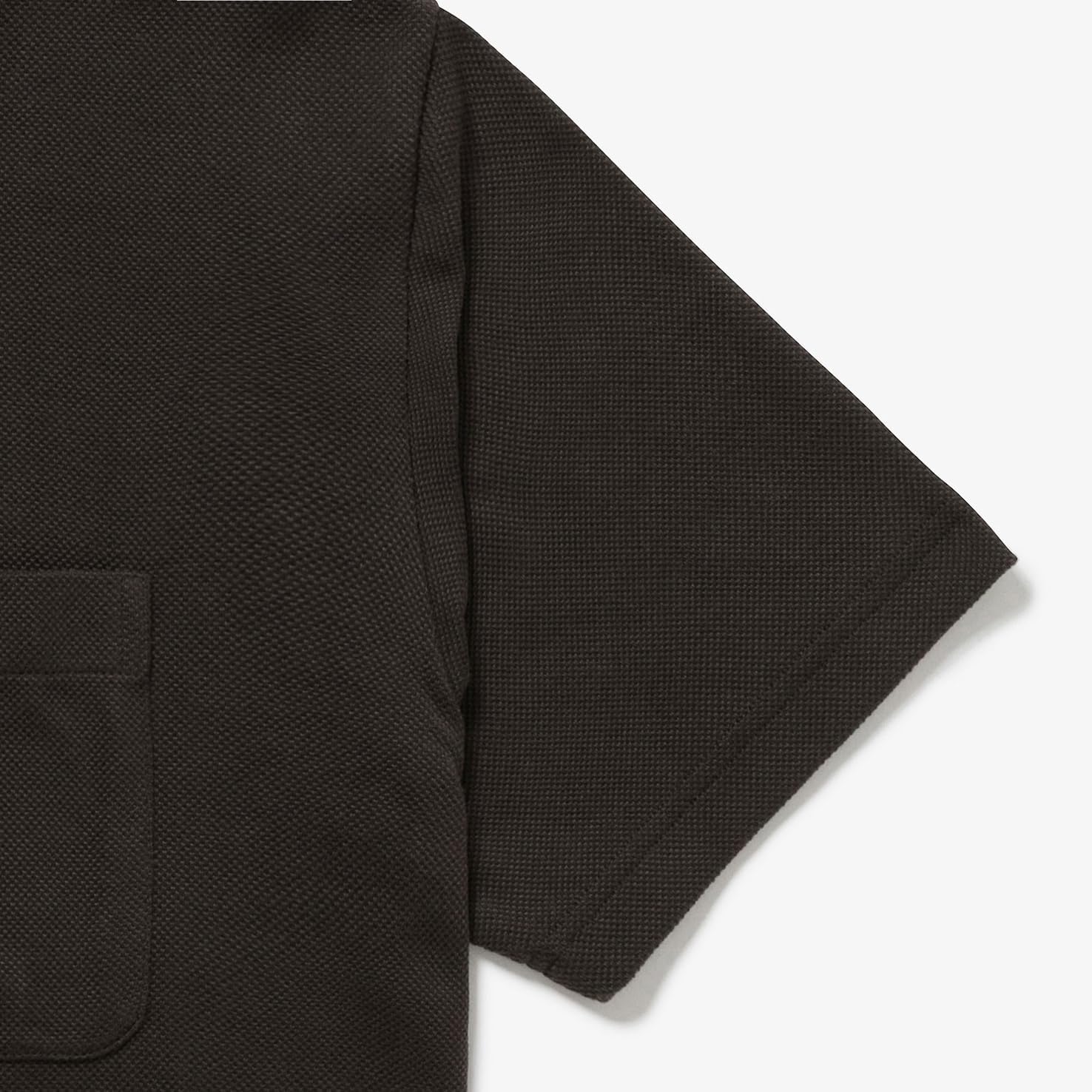 Мужская хлопковая трикотажная футболка Lacoste с коротким рукавом и карманом, темно-коричневый — фото 4
