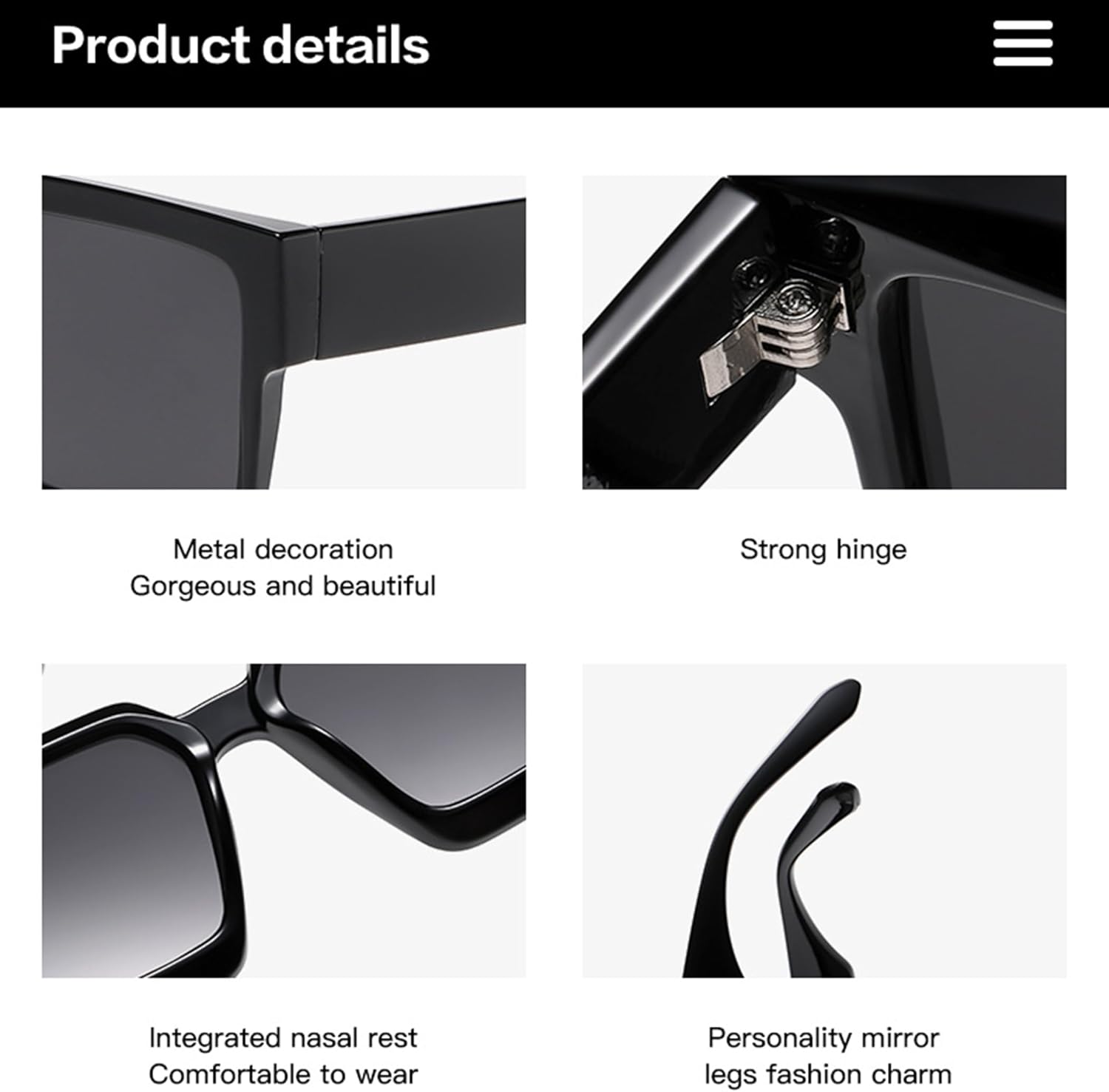 

bullabulling Винтажные большие квадратные солнцезащитные очки для женщин, ретро-солнцезащитные очки больших размеров для женщин с защитой от УФ-излучения UV400, Blackdemi/Black