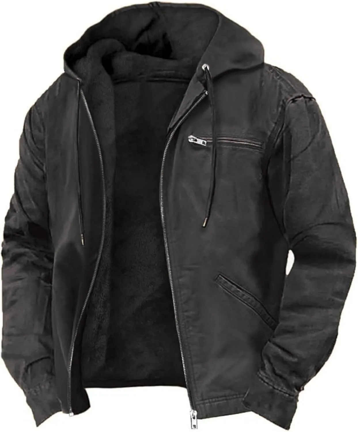 

Мужская худи на молнии из плюша с карманами