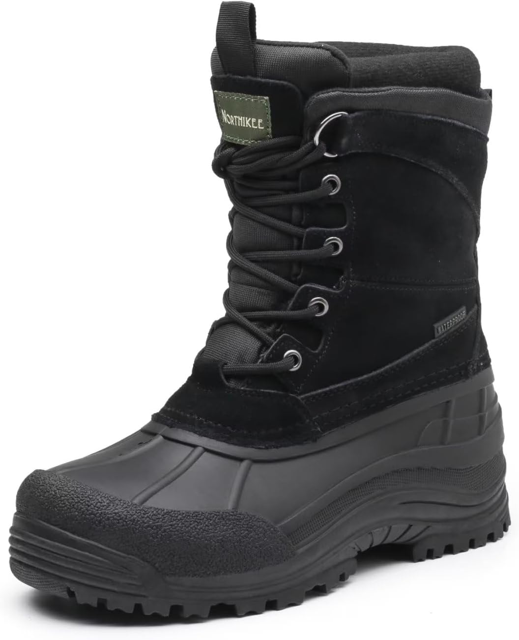 

Мужские зимние угги водонепроницаемые, противоскользящие, безопасные и теплые, классическая замшевая обувь для улицы, съемная подкладка, противоскользящая резиновая подошва, сапоги средней высоты Northikee, черный