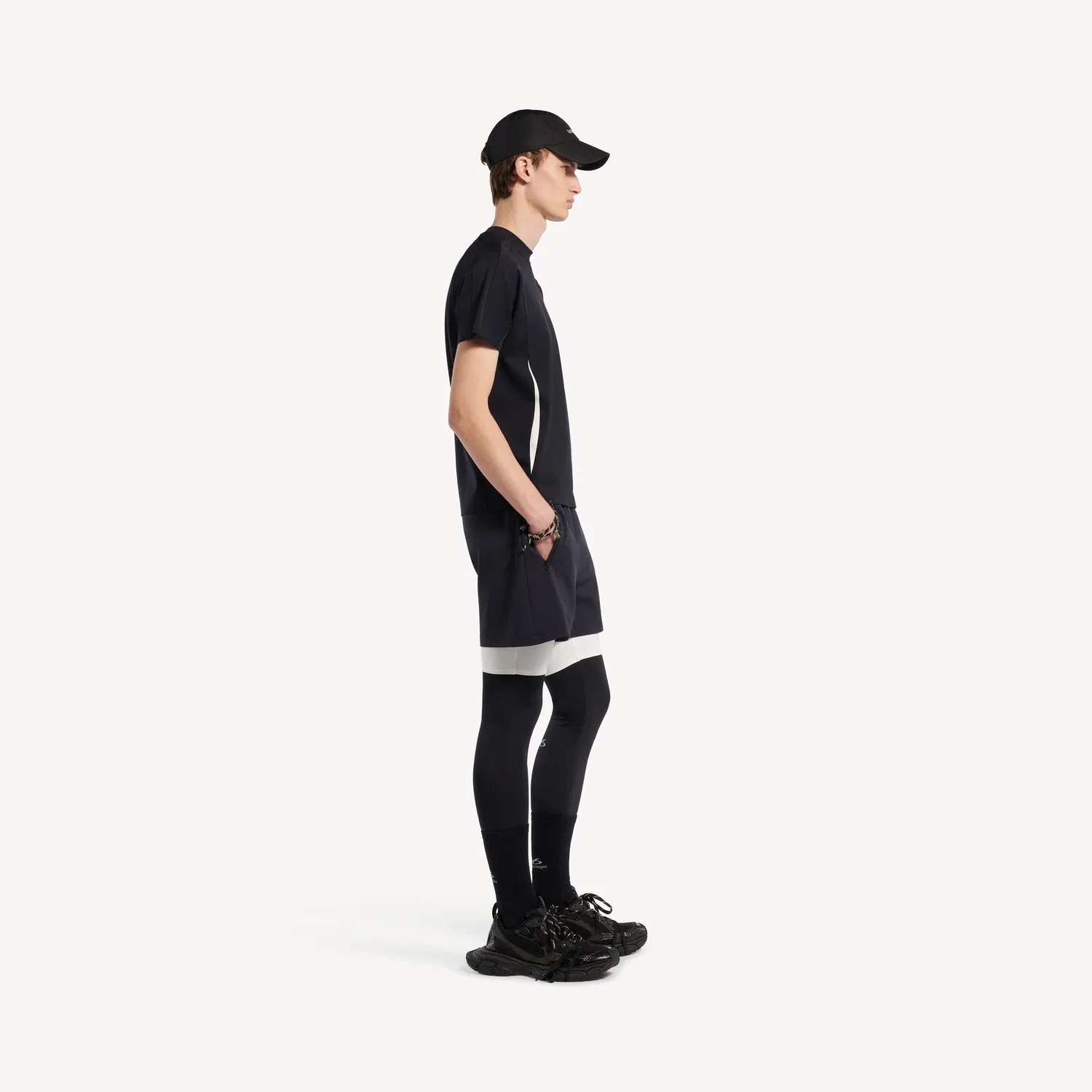 Мужская футболка с коротким рукавом в стиле техвер (techwear) от Balenciaga темно-синего/белого цвета — фото 3