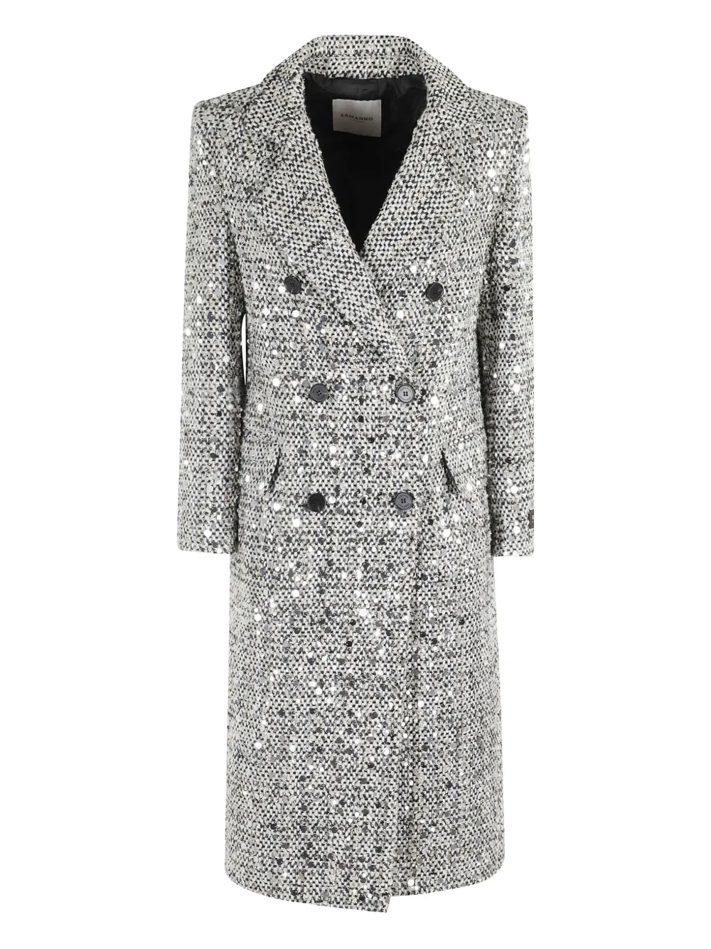 

Двубортное пальто, украшенное пайетками ERMANNO FIRENZE, серый