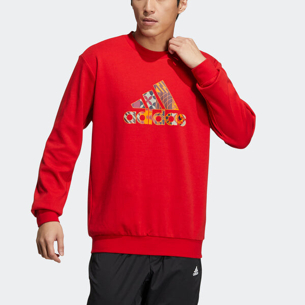Толстовка Men's adidas Cny Gfx Crew1 Limited Logo Printing Sports Round Neck Pullover Red, красный — фото 2