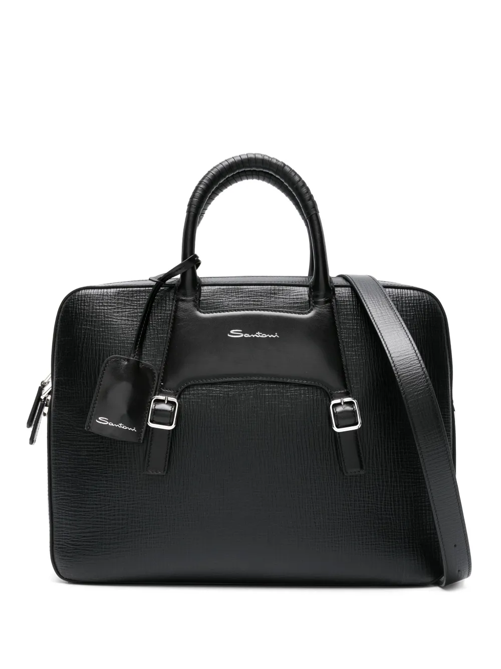 

Портфель со вставками Santoni, черный
