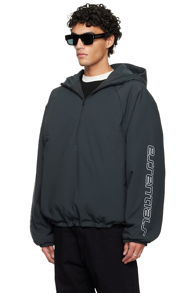 Fear Of God Essentials Серая праздничная нейлоновая куртка-анорак с половинной молнией — фото 4