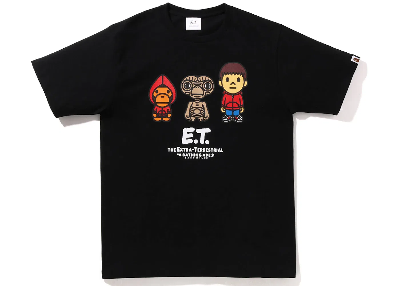 Детская футболка с принтом BAPE x E.T. Kids Baby Milo Tee BAPE, Black