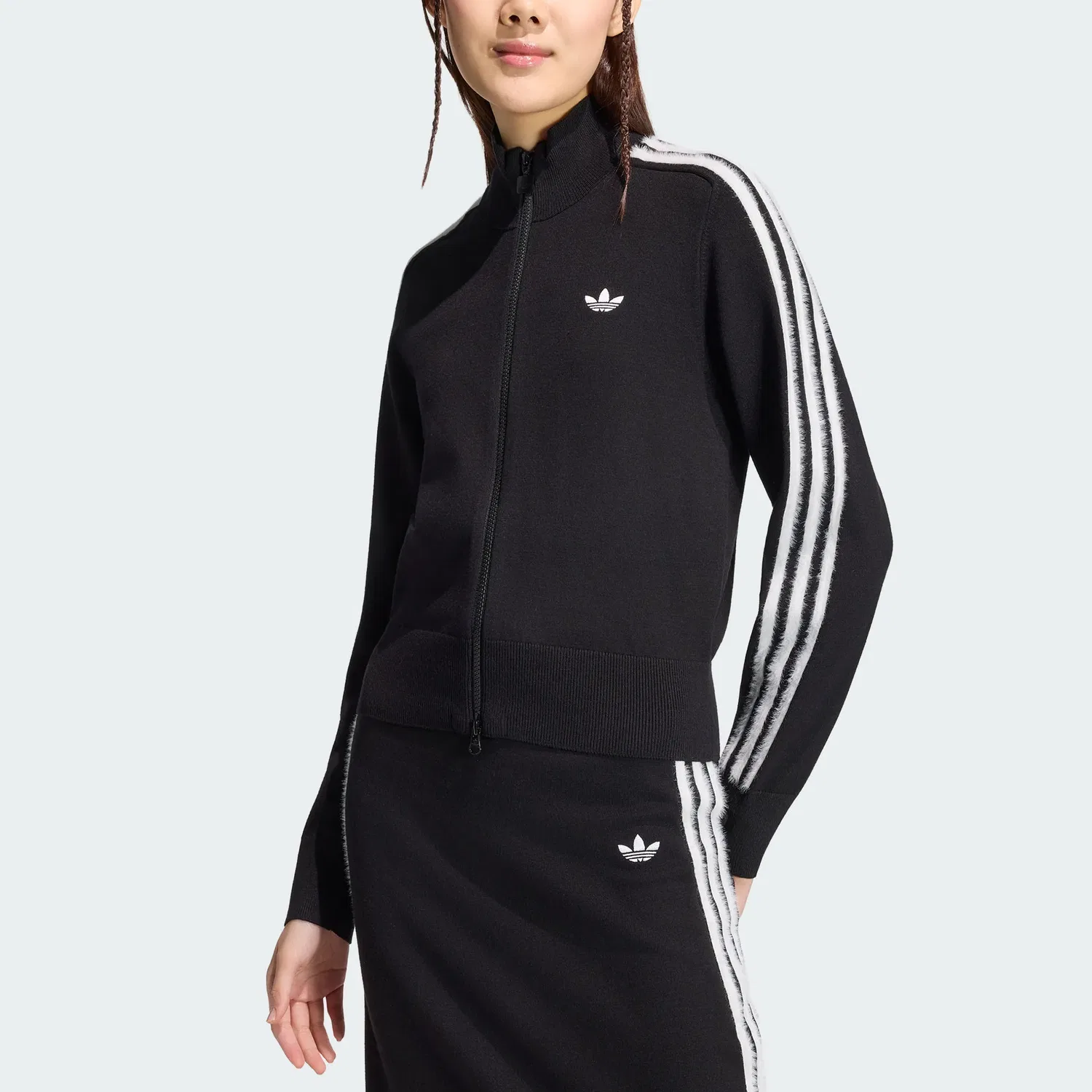 Женская куртка с воротником-стойкой Black/White Adidas Originals — фото 4