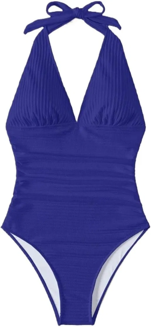 Женский монокини с открытой спиной, запахом и завязками, Royal Blue — фото 4
