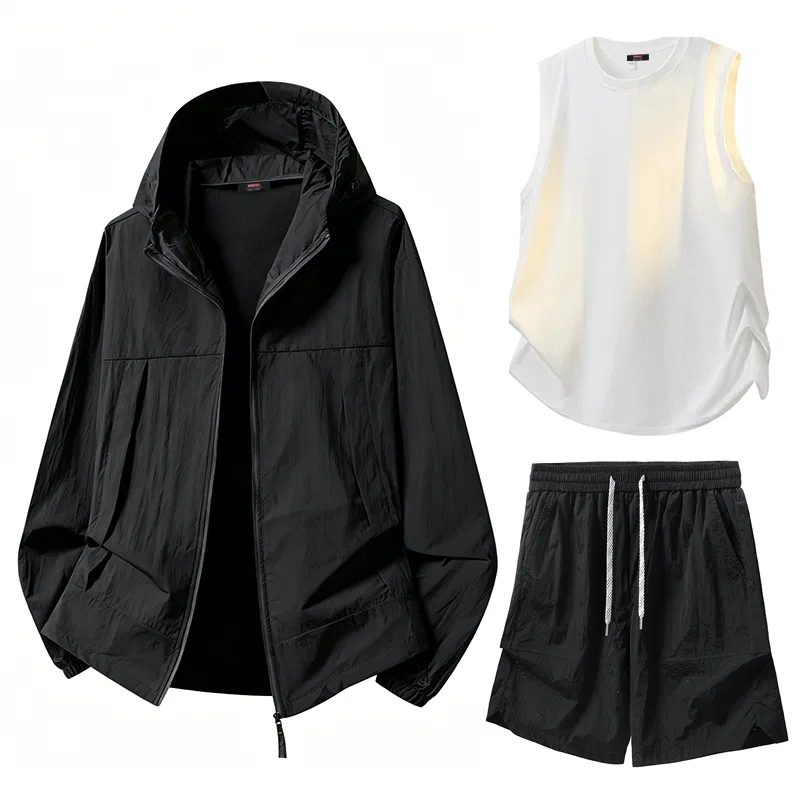 Детский спортивный комплект с защитой от солнца BALENO, Black Sun Protection Clothing White Tank Top Black Shorts