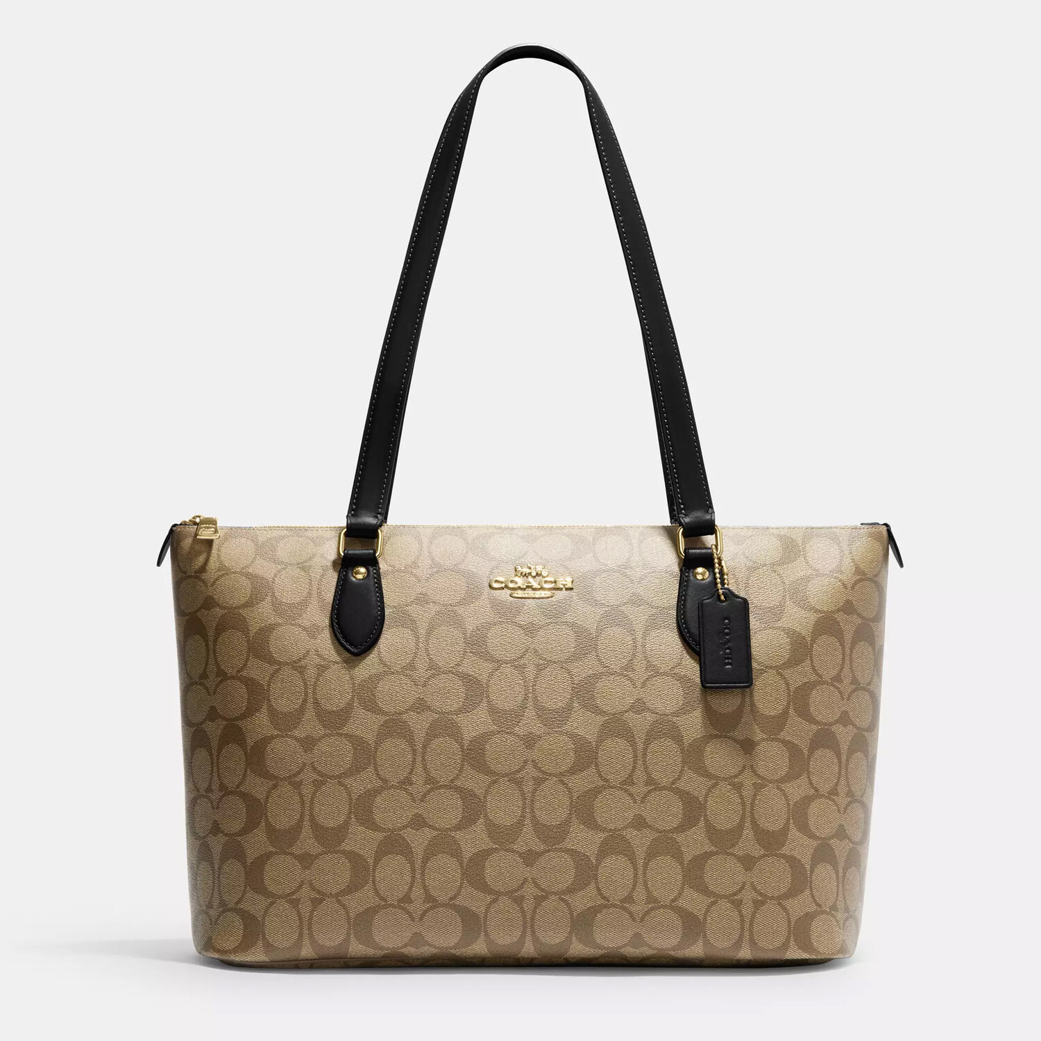 

Сумка Coach Outlet Gallery Tote In Signature Canvas, золотой/хаки/черный