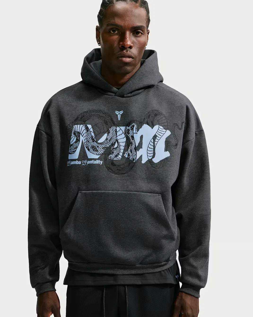 Мужская баскетбольная толстовка Nike Therma-FIT Kobe, Black Heather/Light Armory Blue