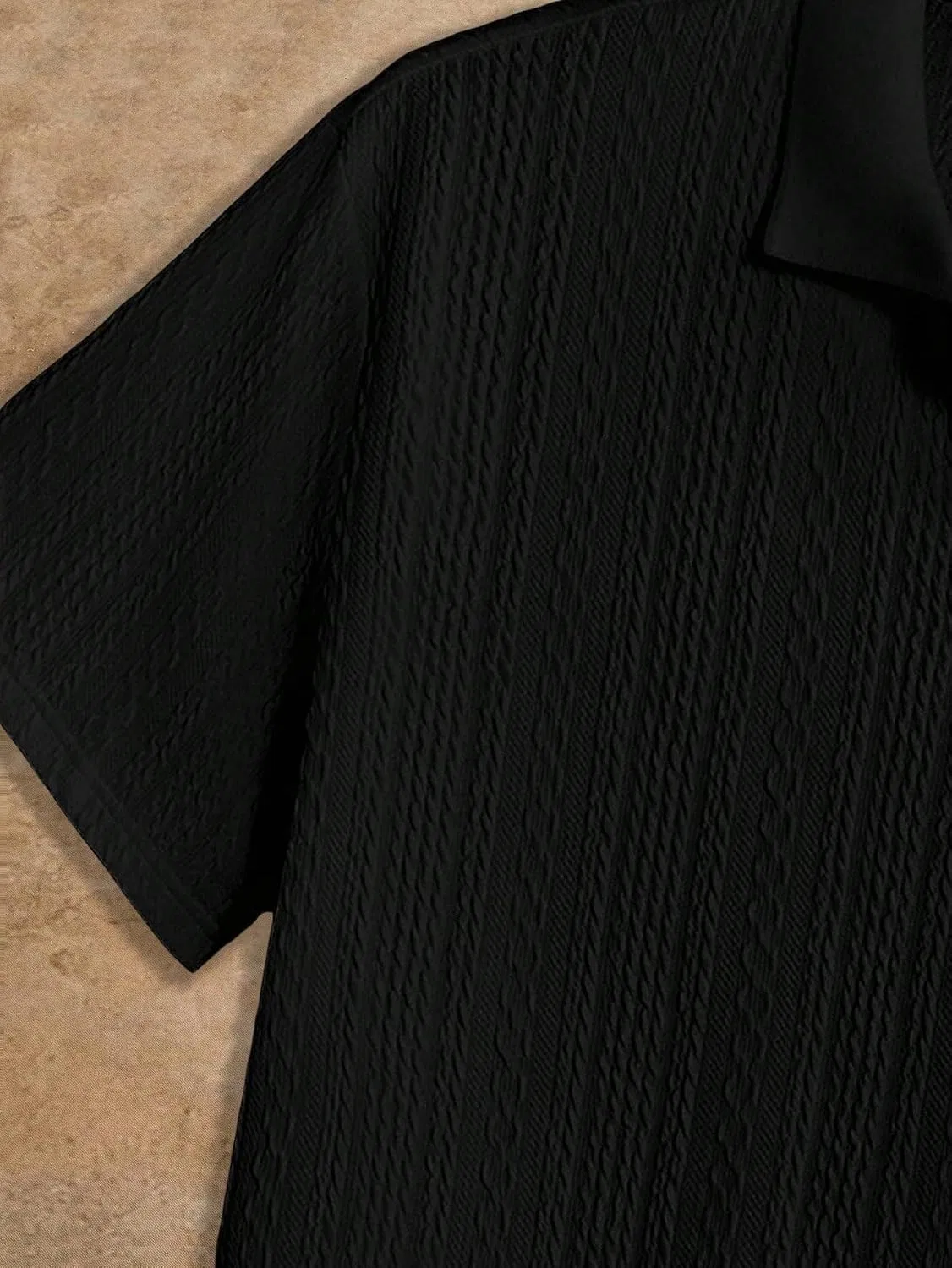 Мужская свободная футболка с воротником Drop Shoulder Generic, Black — фото 3