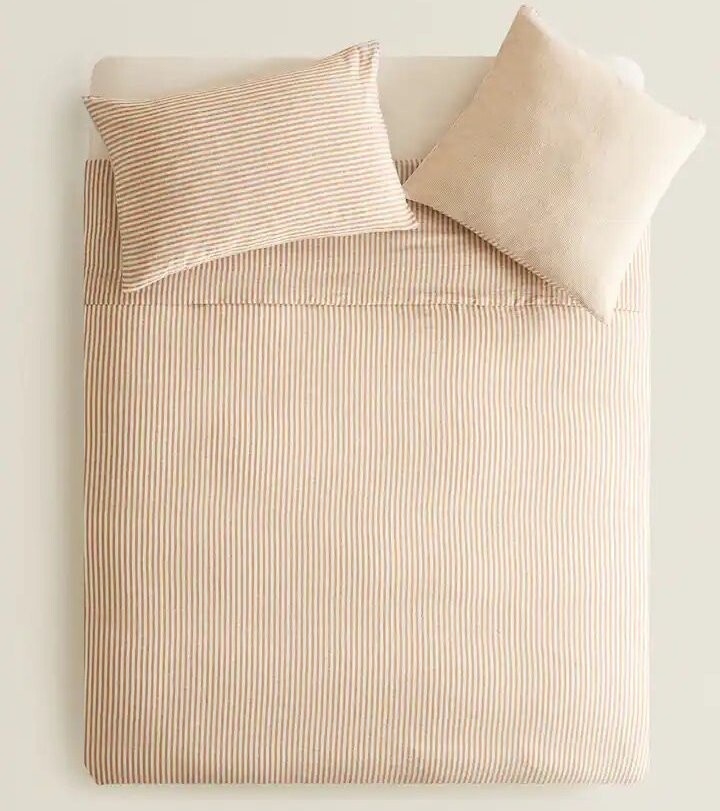 

Пододеяльник Zara Home With Narrow Stripes, коричневый