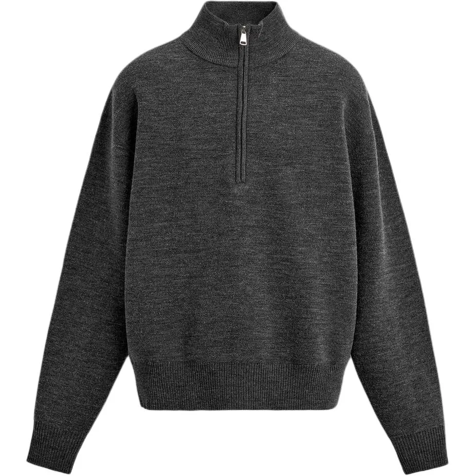 Мужской свитер с воротником-стойкой Dark Gray ZARA, Темно-серый